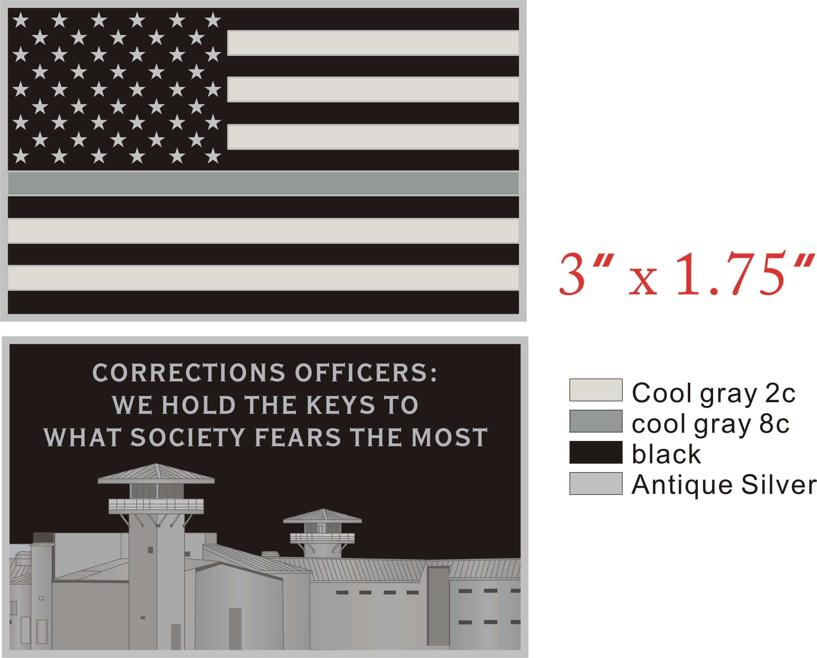 Thin Silver Line Flag Correctional Officer Challenge Coin